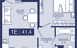 1-комн. квартира 41.4 м2 в ЖК "Дабл-Дабл"